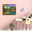 Painting By Numbers Kit DIY Lakeside Cottage Hand Painted Canvas Oil Art Pi