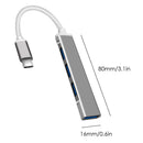 USB C HUB USB 3.0 Type-C Hub 4 Ports Splitter Adapter for PC (C809 Grey)