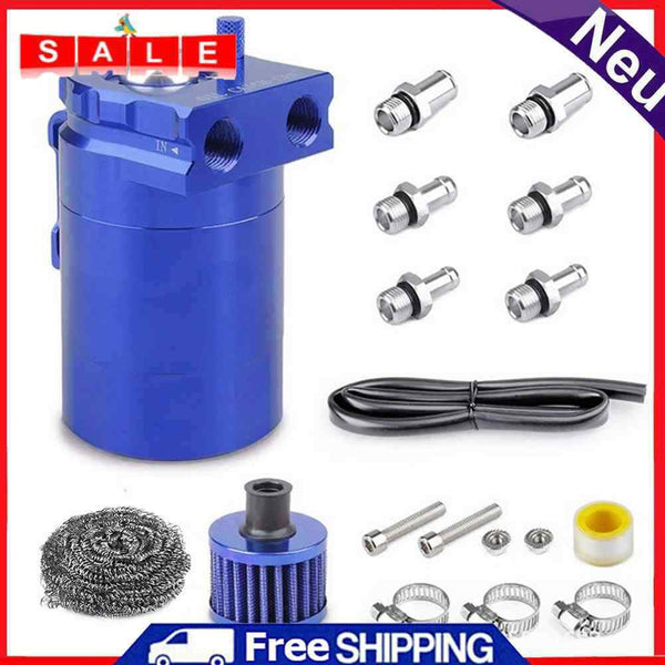 Car Baffled Oil Catch Can Tank Kit with Air Filter Pants Cleaner Fuel Reservoir