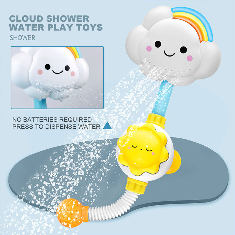 Kids Handheld Shower Head - Cloud Shaped Bathing Toys with Strong Suction