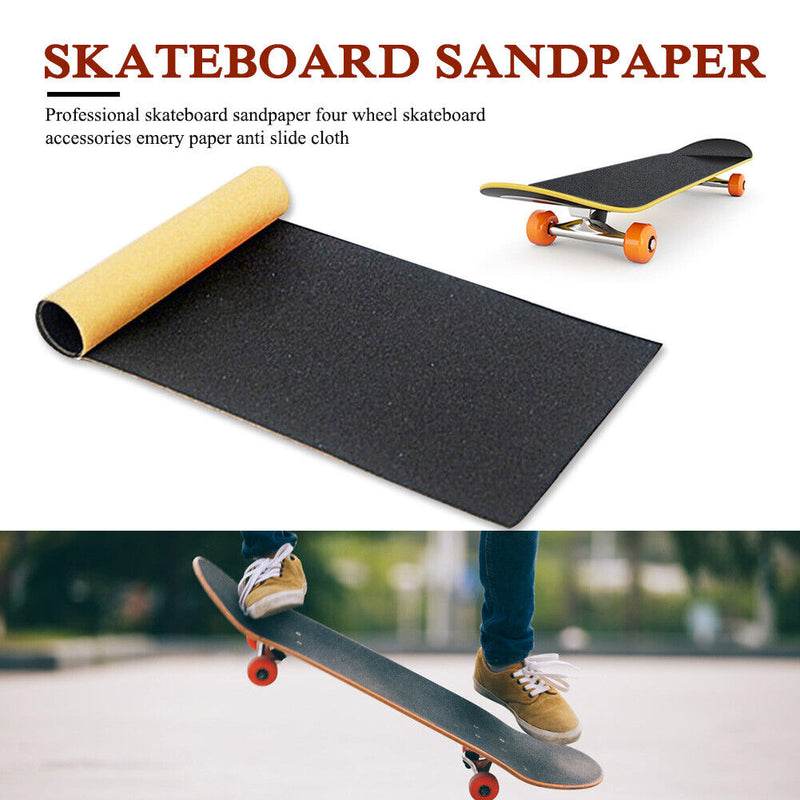 Durable Black Skateboard Sandpaper Non-Slip Skate Board Decks Grip Tape Newly