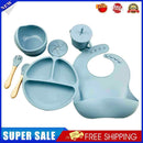 6pcs Silicone Baby Feeding Anti Slip Plates for Food Kids Tableware (Grey Blue)
