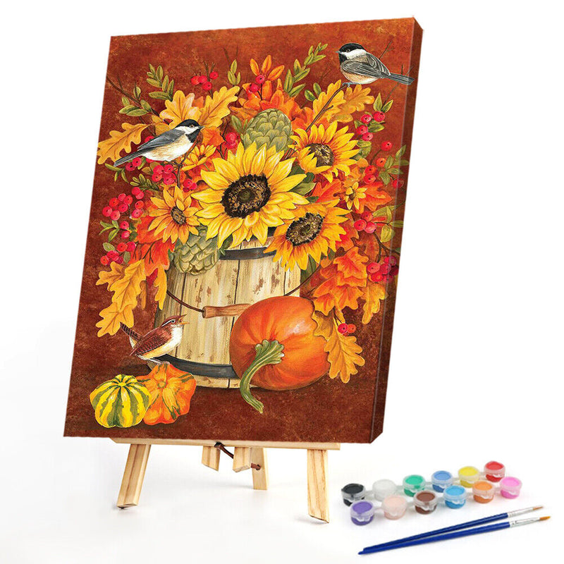 Frameless Oil Paint By Numbers DIY Barrel Bird Picture Craft Kit for Bedroom