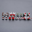 Women 8Pcs/Set Santa Gift Deer Stud Earrings Xams Snowflake Christmas Tree