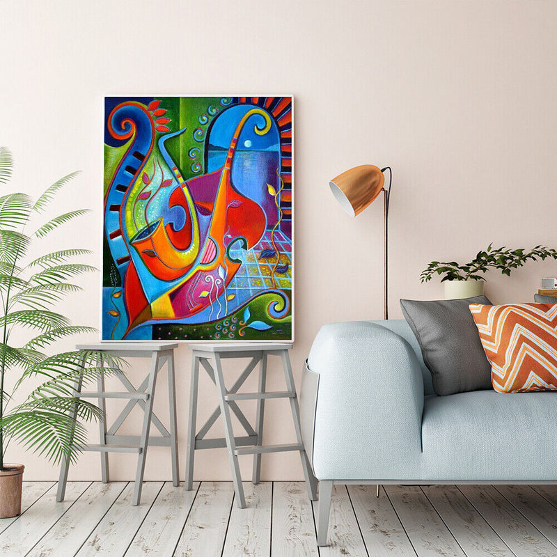 Musical Instrument Oil Paint By Numbers Hand Painted Wall Art Craft Home Deco