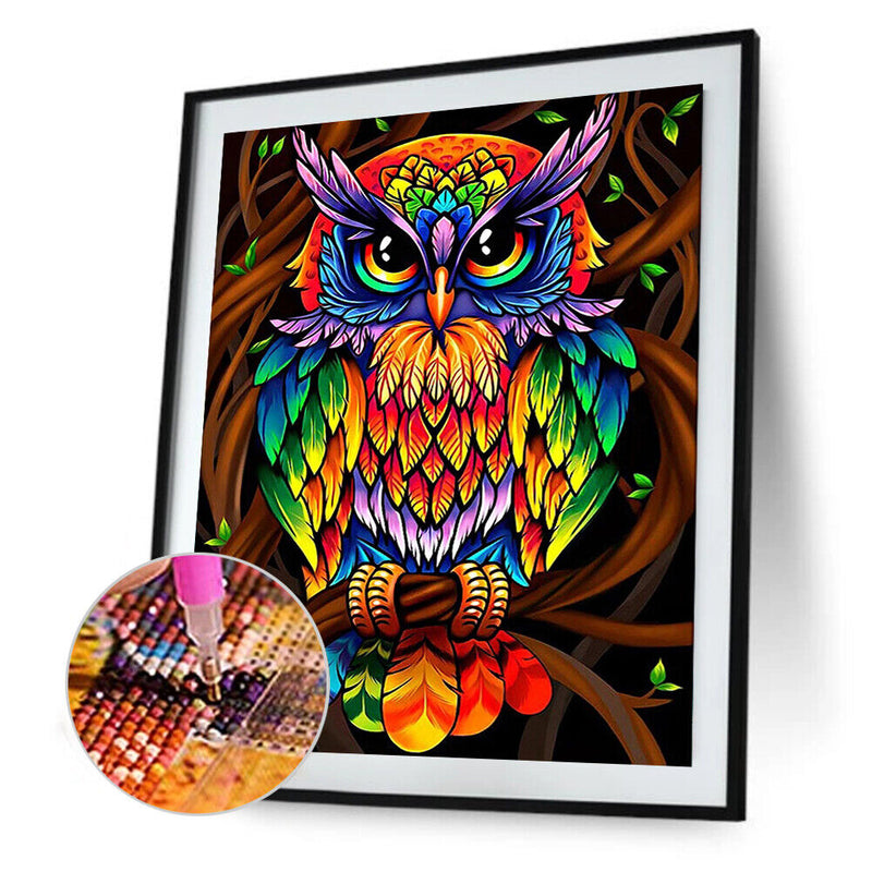 5D Diamond Painting DIY Colorful Owl Full Round Diamond Mosaic Art