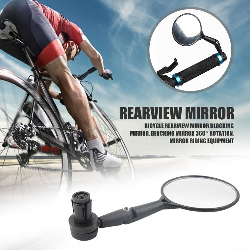 1pc Bicycle Handlebar End Mirror 360 Rotatable Round Bike Side Rearview Mir