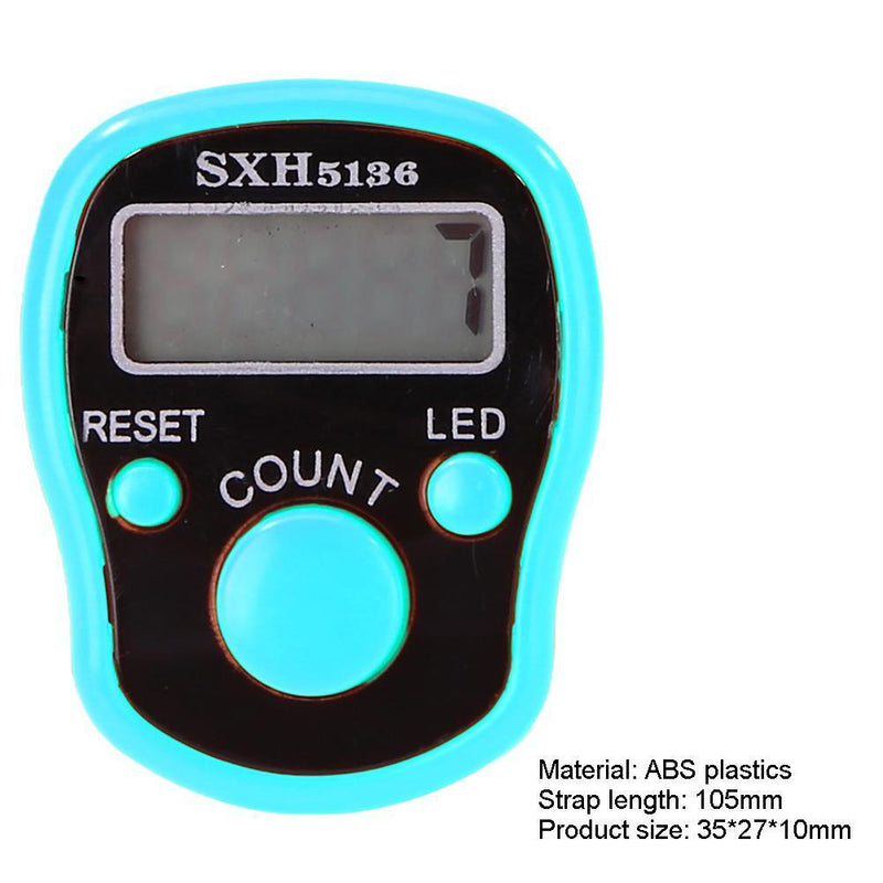 LCD Display Finger Counter LED Luminous Electronic Tally Counter (Sky Blue)