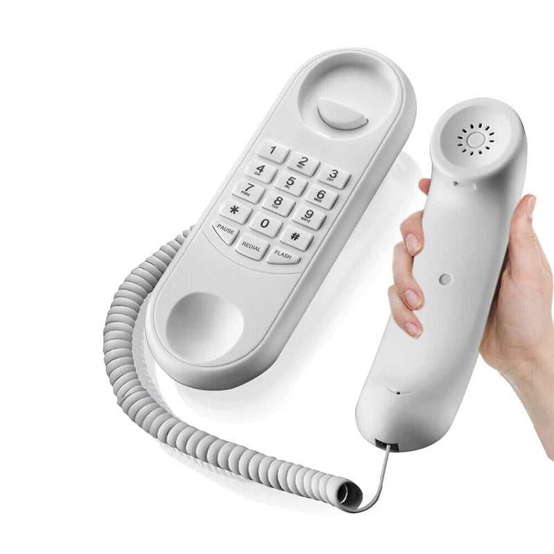 Corded Phone Wall Mountable Landline Telephone Big Button for Home (White)