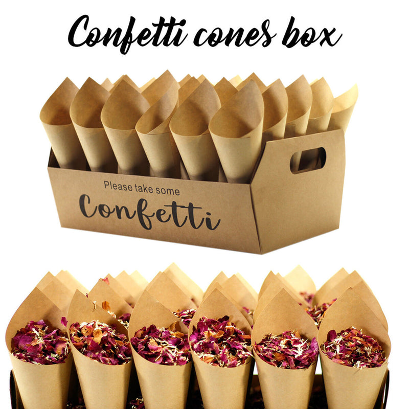 Party Confetti Cone Holder Box - Wedding Confetti Dried Flower Petals Box Holder