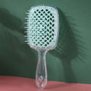 Wide Teeth Air Cushion Comb Scalp Massage Hair Brush (Transparent Blue) Newly