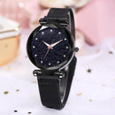 Starry Sky Band Strap Women Watch Plastic Case Quartz Wrist Watch (Black) Newly