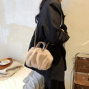 Women Plush Fur Solid Color Handbag Winter Casual Cloud Small Top Handle Bag