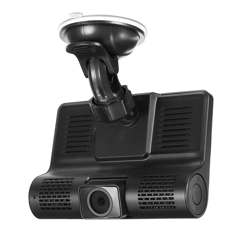 4"" 1080p HD 170° 3 Lens Car DVR Dash G-Sensor Recorder + Rear View Camera