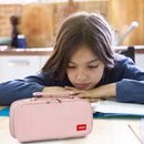 Large Capacity Pencil Case Spacious Canvas Stationery Storage Bag (Pink) Newly