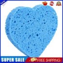 Heart Shaped Wood Pulp Cotton Face Cleansing Sponge Cosmetic Puff (Blue)