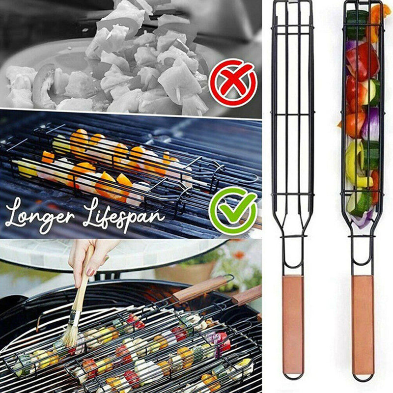 Barbecue Grill Basket Stainless Steel Nonstick Camping BBQ Kitchen Tools Newly