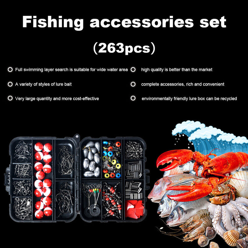 Treble Hook Jigs Swivels Fishing Lure Lead Floating Tackle with Box Fishing Kits