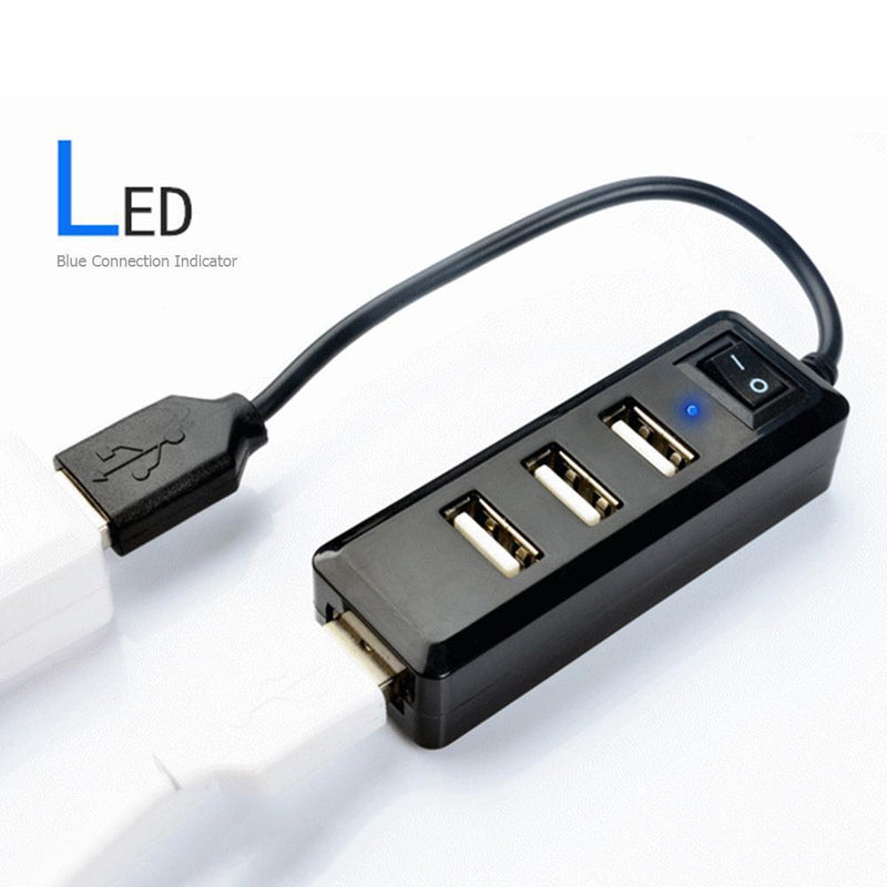Portable USB HUB Splitter with Switcher 4 USB 2.0 Extension Adapter (Black)