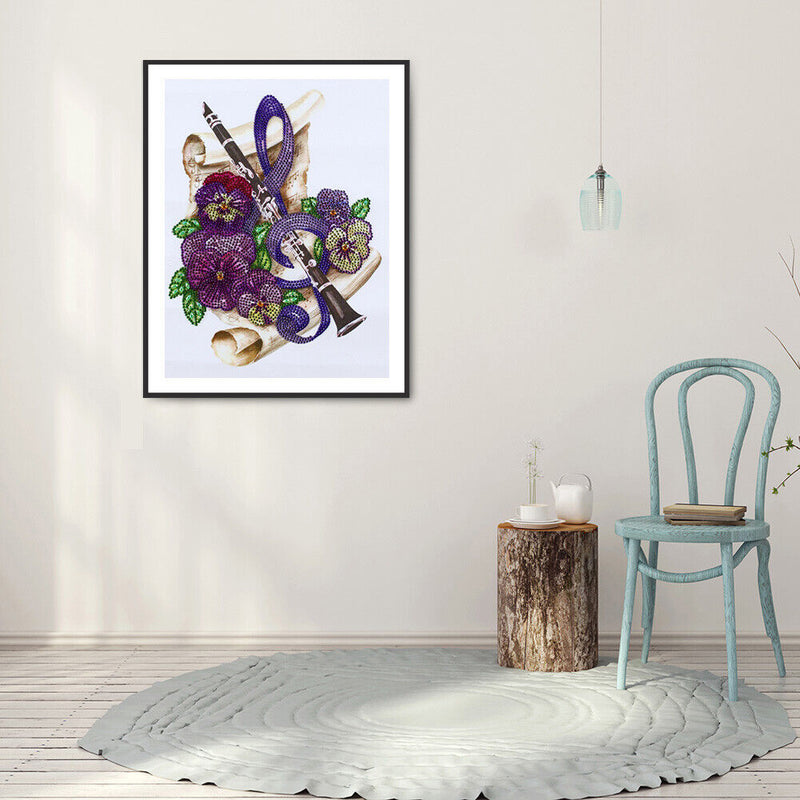 Musical Flowers Partial Special Shape Drill DIY Diamond Painting (YK202) Newly