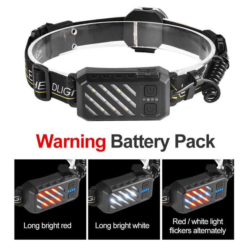 LED Headlamp XPG+COB Waterproof Sensor 2500LM USB Rechargeable Camping Headlight