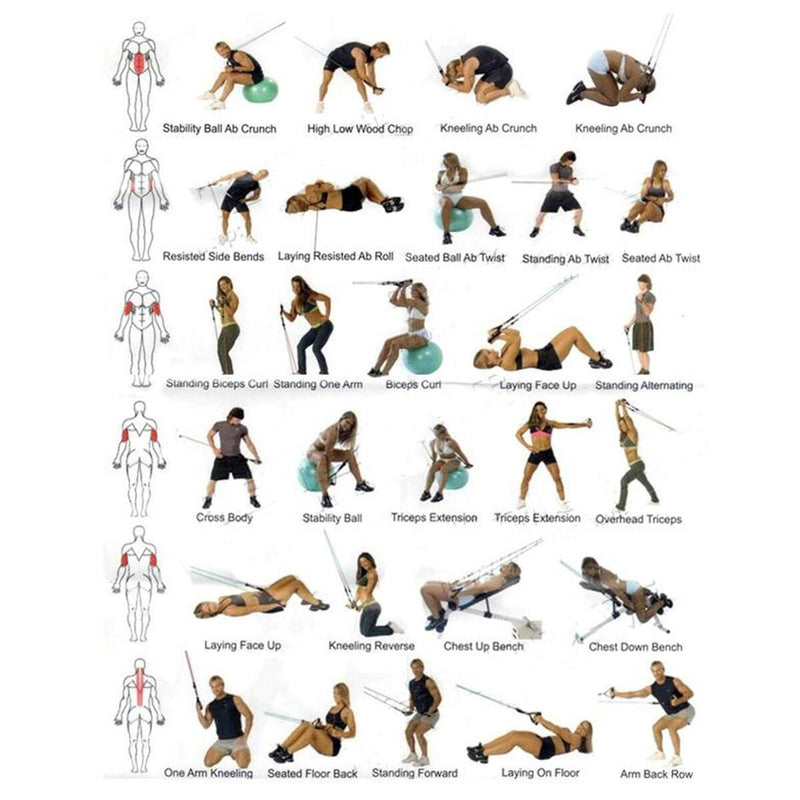 RESISTANCE BANDS Set For Yoga Abs Pilates Fitness Exercise Workout 11 Pieces.