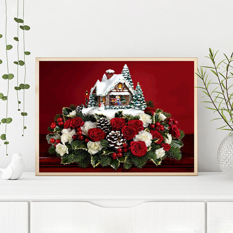 5D DIY Full Round Drill Diamond Painting Christmas House Ornament Home Decor