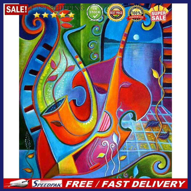 Musical Instrument Oil Paint By Numbers Hand Painted Wall Art Craft Home Deco