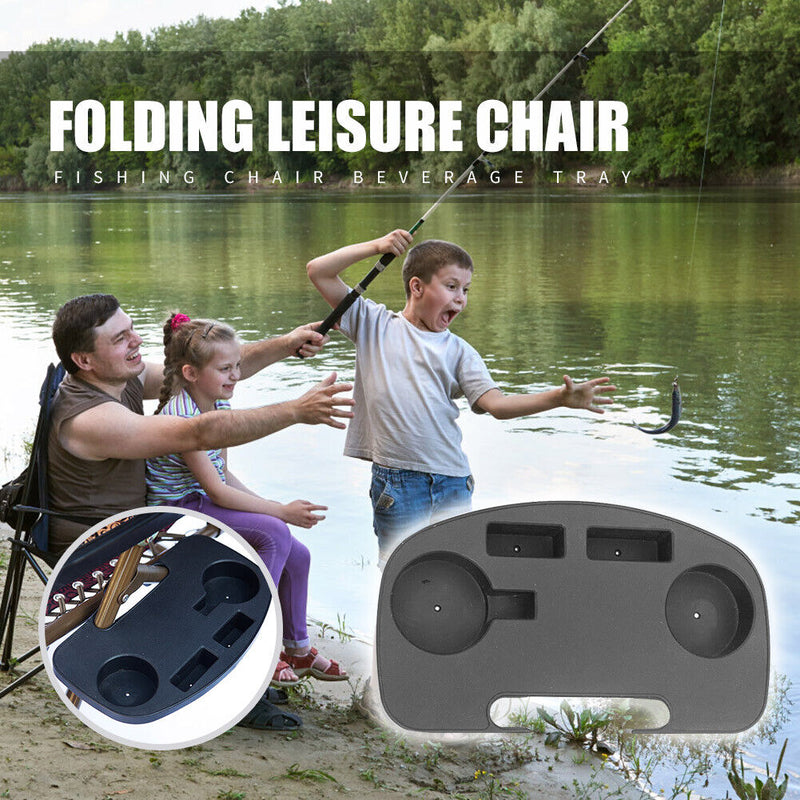 Beach Folding Leisure Lounger Bottle Cup Holder Stand Fishing Chair Drinks Tray