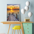 DIY Full Round Drill Rhinestone Diamond Painting Coast Sunset Handwork Home Art