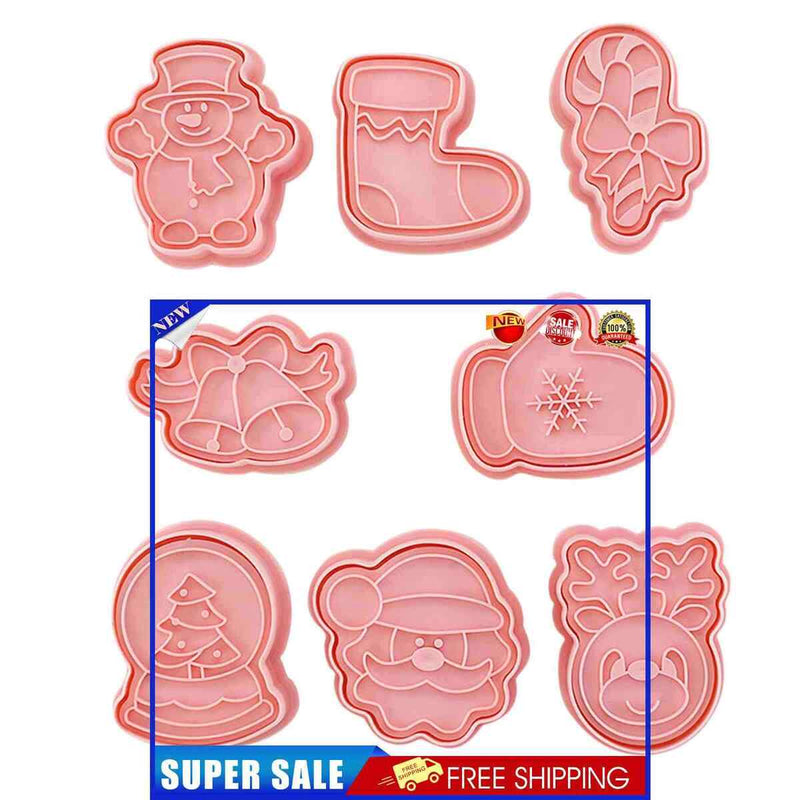 Christmas Cookie Cutters Set of 8 - Biscuits Fondant Molds High Heat Resistant