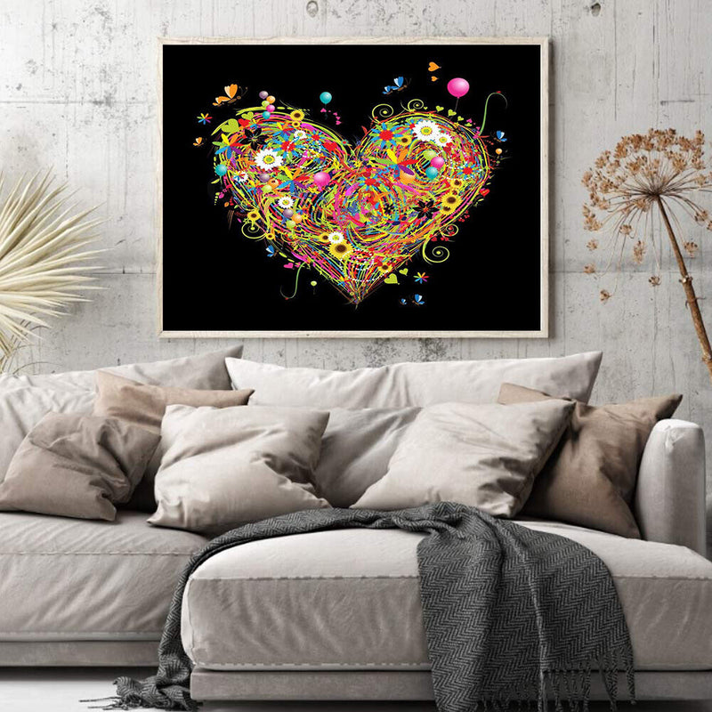 Oil Paint By Numbers Picture DIY Drawing Painting Flower Heart Drawing on C