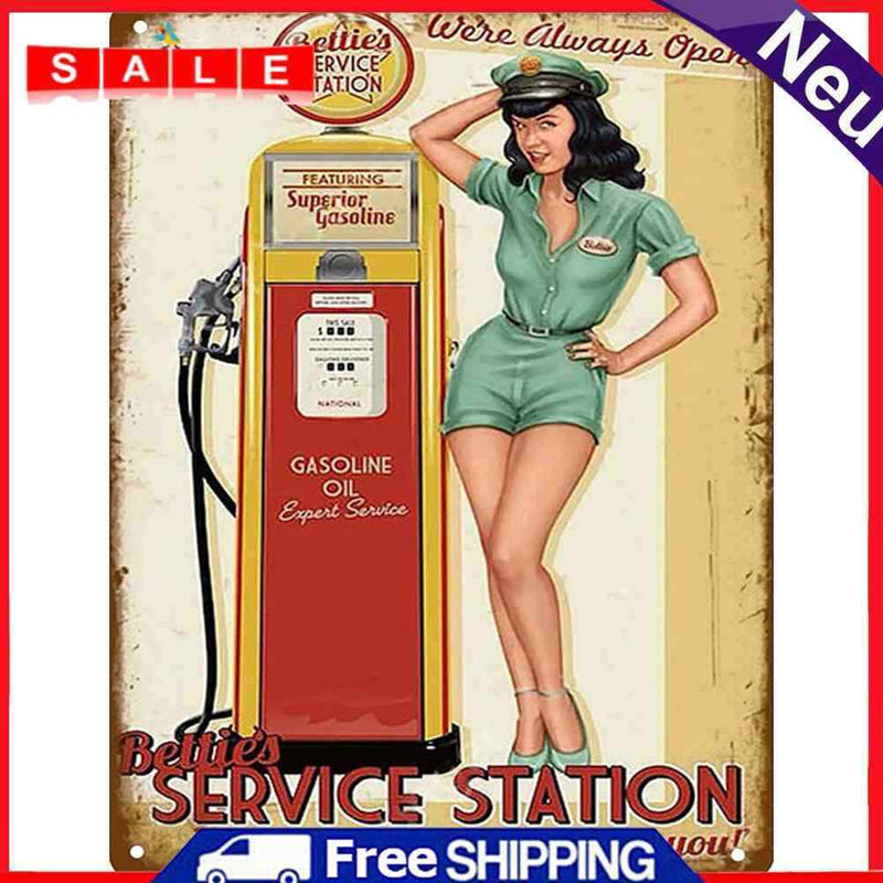 Service Station Metal Plate Tin Sign for Bar Pub Club Cafe Wall Iron Paintings