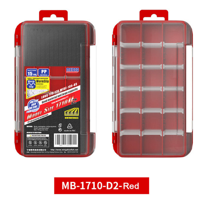 2 Layer Fishing Hook Lures Bait Box Waterproof Fishing Tackle Case (Red) Newly
