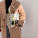 Women Linen Shoulder Lunch Bag Large Capacity Top-handle Handbags (Style 3)