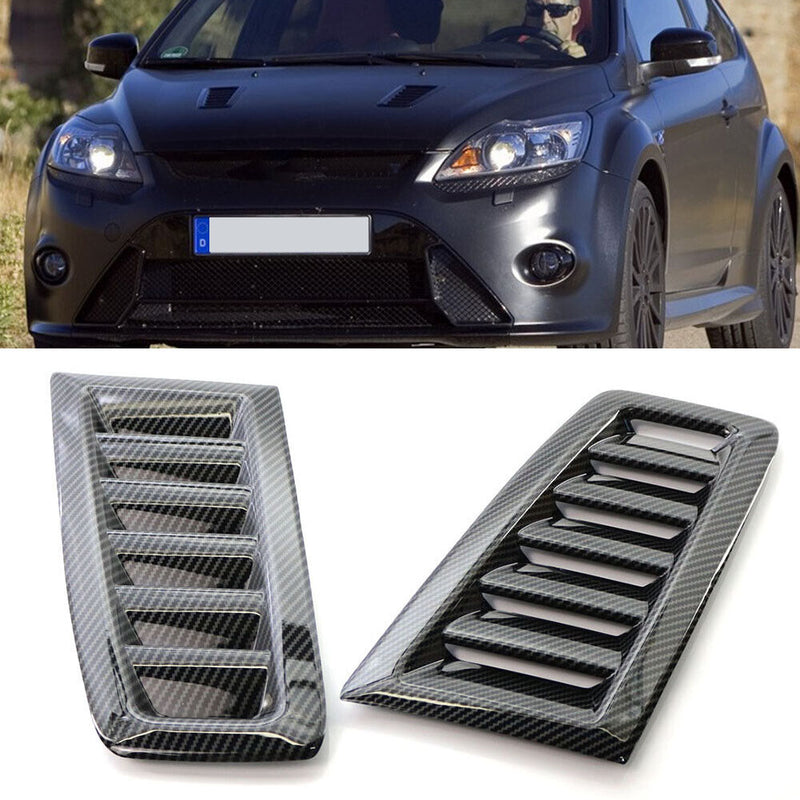 For Focus RS MK2 Style Plastic Car Hood Vents Universal Carbon Fiber Textur