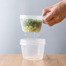 Round Drain Sealed Crisper Ginger Garlic Onion Food Fridge Storage Box Case
