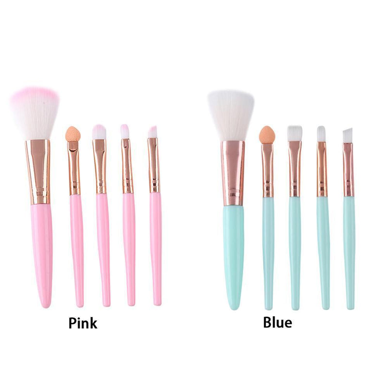 5pcs Portable Makeup Brush Set Soft Nylon Eyeshadow Foundation Brush (Blue)