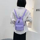 Women Solid Color Backpack Preppy Style School Nylon Mini Rucksack (Purple)