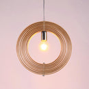 Base Roating Chandelier Adjustable Shape Ceiling Hanging Light Wooden LED Round