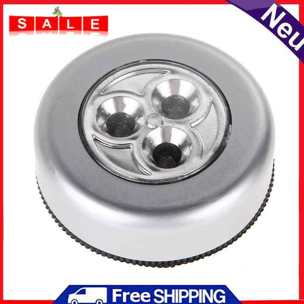 3 LED Battery Powered Wireless Night Light Rod Tap Touch Lamp Light Round