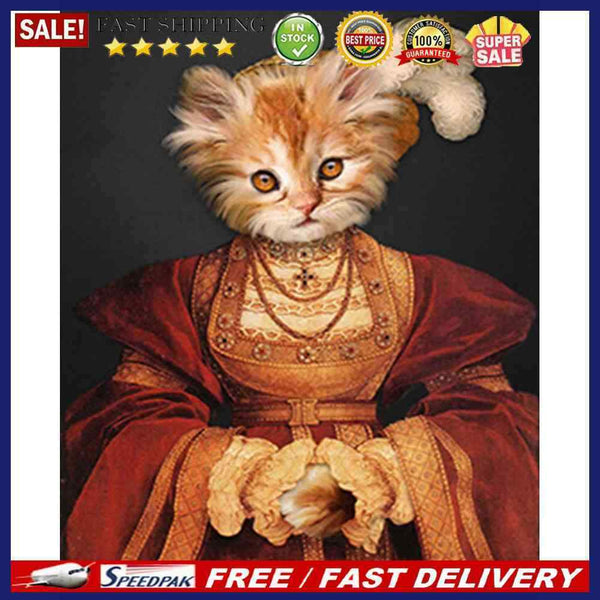 Dame Cat Oil Paint By Numbers Kit DIY Frameless Drawing for Adults Home Decor