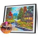 5D Diamond Painting Kit DIY river hut Full Round Drill Home Decoration