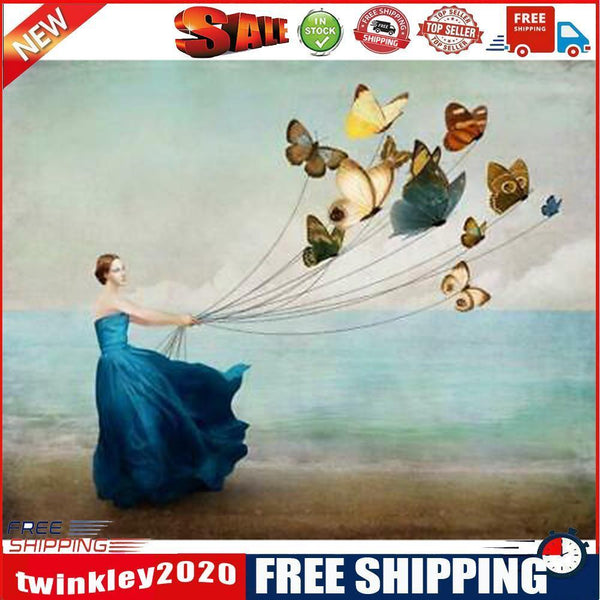 Painting By Number Kit Butterfly Girl Handpainted Drawing DIY Oil Wall Art