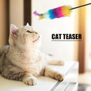 Cat Teaser Colorful Feather Wand Kitten Interactive Stick Pet Toys (47cm)