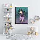 Listen Music Girl Frameless DIY Oil Paint by Numbers Kit Picture Wall Art