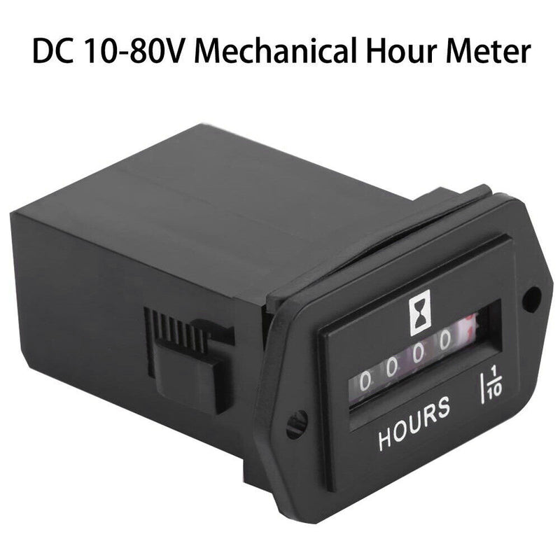 HM002 Mechanical Hour Meter Rectangular Hourmeter for 6-80V DC Power Equipm