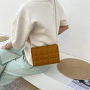 Fashion Checker Pattern Solid Color Shoulder Messenger Bag Casual Women PU Purse