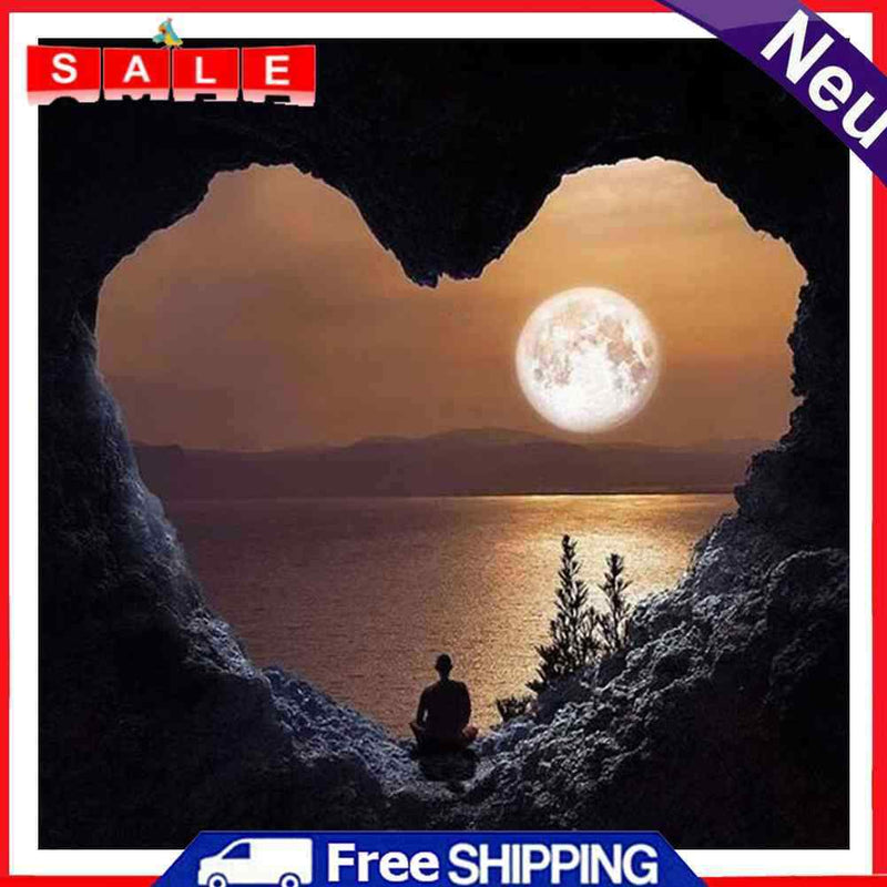 Frameless Painting By Numbers DIY Heart Mountain Drawing On Canvas Art Craft Kit