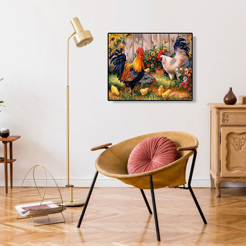 DIY Painting By Numbers Canvas Chicken Handpainted Oil Coloring Drawing Home Kit